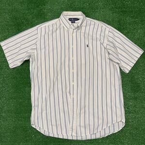 Vintage Ralph Lauren Blue and White Striped Casual Shirt